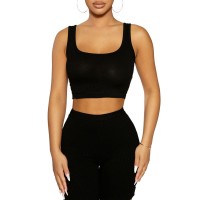Naked Wardrobe Womens Corset Crop Tank Top, Black/L