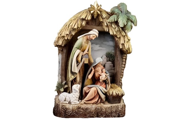  Holy Family in Creche Christmas Decoration Figurine