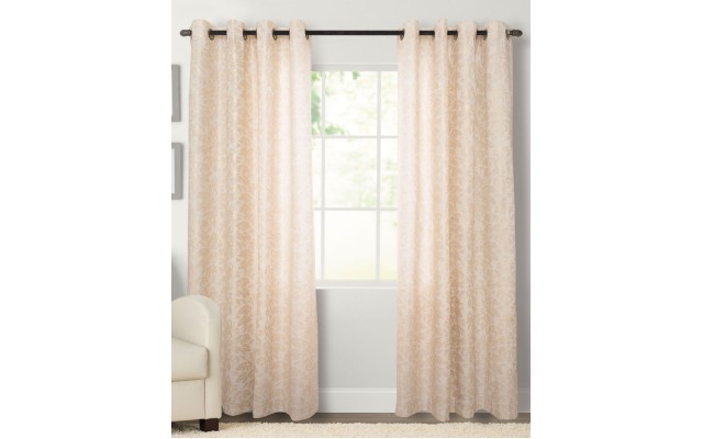 Natco Home Kailey Botanical Grommet Single Curtain Panel, Natural/Silver, 50