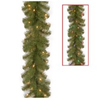 National Tree 9 ft North Valley Spruce Garland with Battery Operated Dual Color LED Lights