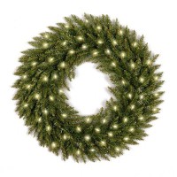 NATIONAL TREE COMPANY 24″ Dunhill Fir Wreath With 50 Clear Lights