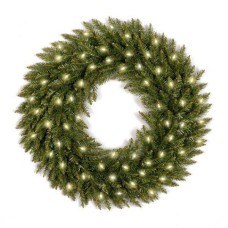 NATIONAL TREE COMPANY 24″ Dunhill Fir Wreath With 50 Clear Lights