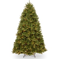 National Tree Company 6′ Feel Real Newberry Spruce Hinged Tree with 600 Clear Lights, Green