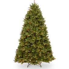 National Tree Company 6′ Feel Real Newberry Spruce Hinged Tree with 600 Clear Lights, Green