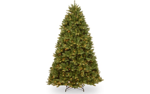  6′ Feel Real Newberry Spruce Hinged Tree with 600 Clear Lights, Green