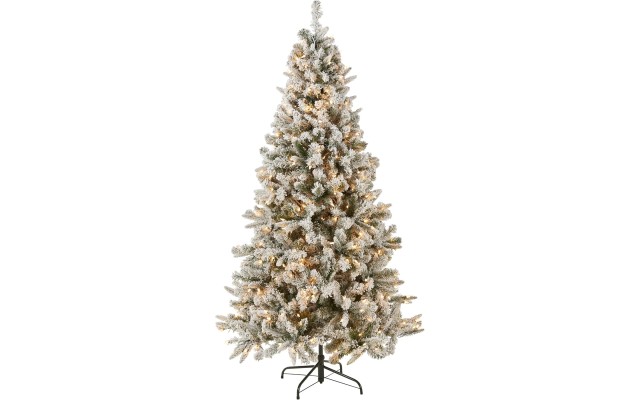  6.5 ft. Snowy Mixed Pine Tree with Clear Lights, Green