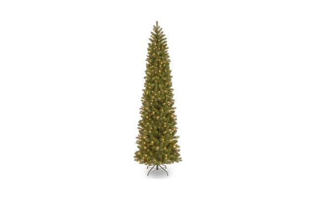  9-ft. Pre-Lit Downswept Douglas Fir Pencil Slim Artificial Christmas Tree, Green