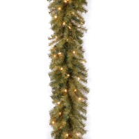 National Tree Company Pre-Lit Artificial Christmas Garland, Green, Norwood Fir, White Lights, Plug In, Christmas Collection, 9 Feet