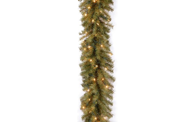  Company Pre-Lit Artificial Christmas Garland, Green, Norwood Fir, White Lights, Plug In, Christmas Collection, 9 Feet
