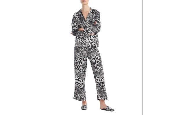  Animal Print Satin Pajama Set