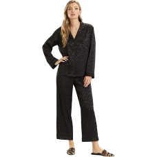 Natori Classic Decadence Top & Pants 2-PC Pajama Set, Large, Black