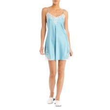 Natori Lace Trim Satin Chemise, X-Large, Green