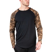 Natori Mens Kaede Printed Colorblocked Raglan Sleep T-Shirt, Charcoal, Large
