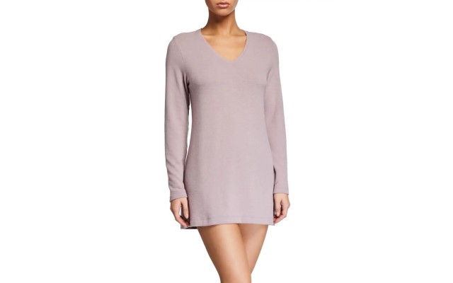Natori V-Neck Knit Tunic, Pink X-Small