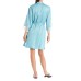  Women’s Lace Trim Satin Wrap Robe, Aqua, Large