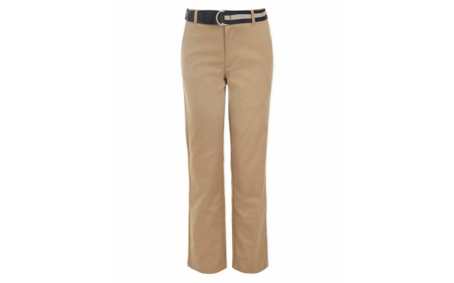  Big Boys Husky Logan Flat-Front Stretch Twill Belted Pants, Burnished Khaki, 12