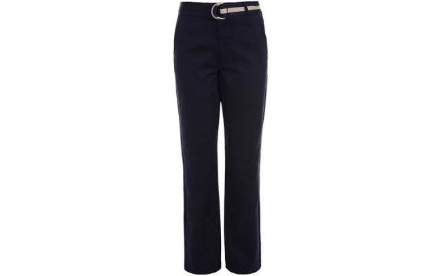  Boys’ Little School Uniform Belted Flat Front Twill Pant (Navy, 4)