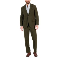 Nautica Mens Modern-Fit Bi-Stretch Fashion Suit, Olive, 40L