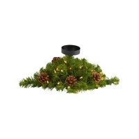 Nearly Natural 16in. Christmas Pine Candelabrum with 35 Lights and Pine Cones, Green