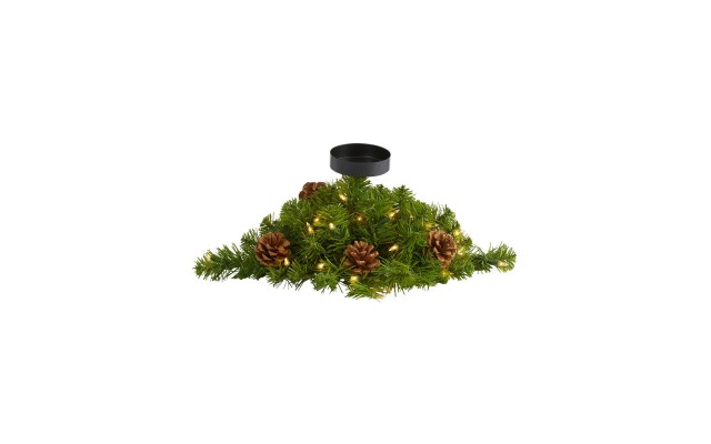  16in. Christmas Pine Candelabrum with 35 Lights and Pine Cones, Green