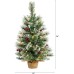  2ft. Snow Tipped Pine and Berry Artificial Christmas Tree with 35 Warm White LED Lights in Burlap Base