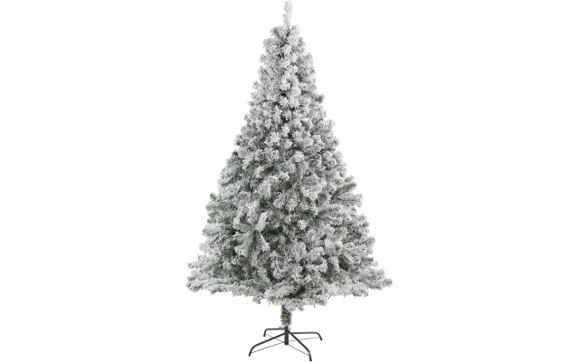  7ft. Flocked Rock Springs Spruce Artificial Christmas Tree with 800 Bendable Branches
