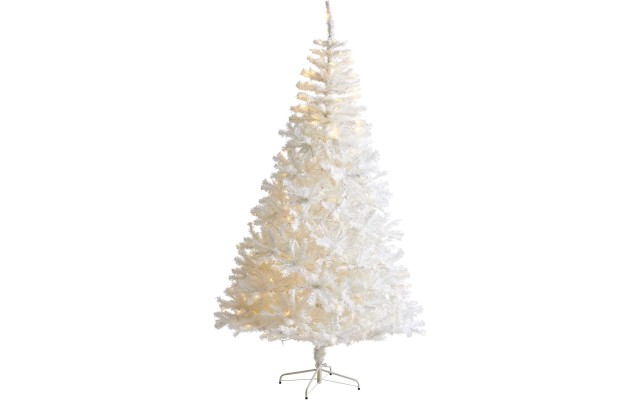  8ft. White Artificial Christmas Tree with 1500 Bendable Branches and 450 LED Lights