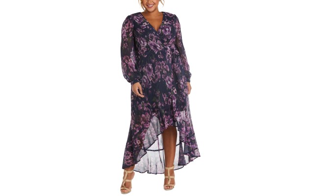  Womens Plus Size Printed High-Low Dress, Purple/18W