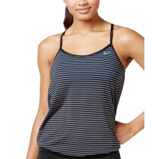 Nike Striped Layered Tankini Top (Black, S)