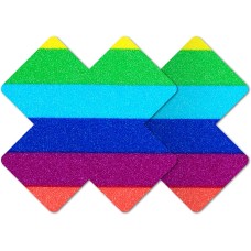 Nippies Style Rainbow Cross Waterproof Self Adhesive Nipple Cover Pasties Size B, Multicolor