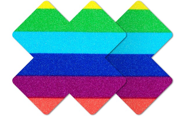  Style Rainbow Cross Waterproof Self Adhesive Nipple Cover Pasties Size B, Multicolor