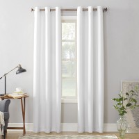 No. 918 Montego Casual Textured Semi-Sheer Grommet Curtain Panel, White, 48×84