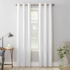 No. 918 Montego Casual Textured Semi-Sheer Grommet Curtain Panel, White, 48×84