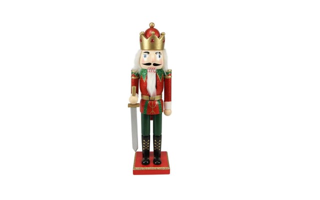 Northligh Glitter Nutcracker King with Sword Christmas Tabletop Figuirine, Red
