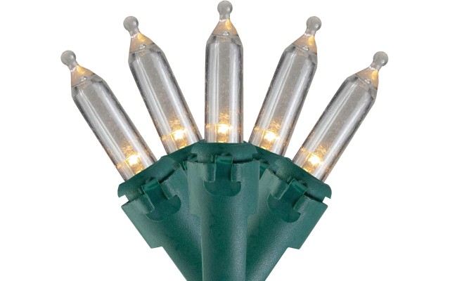  100-Count Warm White LED Mini Christmas Lights, 33ft Green Wire
