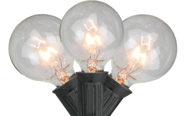  10-Count Clear G50 Globe Patio Light Set – 9ft Black Wire