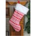  15 in. Heart and Snowflake Knit Christmas Stocking