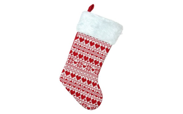  15 in. Heart and Snowflake Knit Christmas Stocking