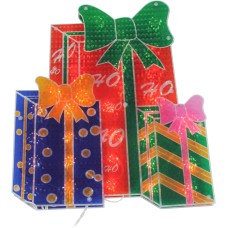 Northlight 17″ Double-Sided Lighted Holographic Shimmering Christmas  Presents Window Silhou, Red