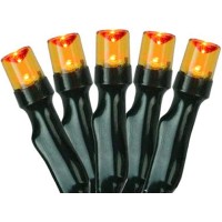 Northlight 20 Battery Operated Orange LED Wide Angle Christmas Lights – 9.5 ft Green Wire