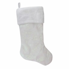 Northlight 22″ LED Lighted White Iridescent Glittered Snowflake Christmas Stocking