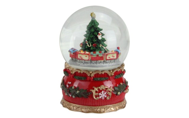  6″ Musical Christmas Tree Train Animated Water Globe Table Decor