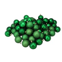 Northlight 60 Count Shatterproof 4-Finish Christmas Hanging Ball Ornaments, 2.5”