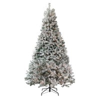 Northlight 7.5′ Pre-Lit Heavily Flocked Pine Medium Artificial Christmas Tree – Clear Light