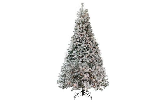  7.5′ Pre-Lit Heavily Flocked Pine Medium Artificial Christmas Tree – Clear Light