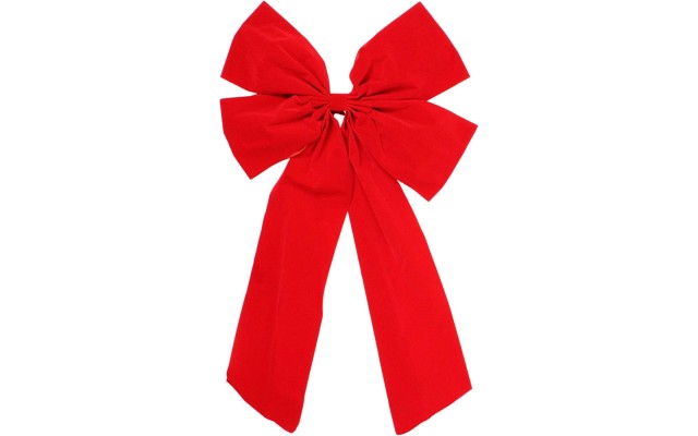  9-Loop Velveteen Christmas Bow Decoration – Red