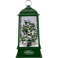 Northlight LED Lighted Snowing and Musical Decorated Christmas Tree Lantern – 13.5″