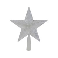 Northlight Lighted Clear Crystal Star Christmas Tree Topper, 10”, Clear