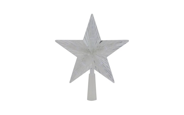 Lighted Clear Crystal Star Christmas Tree Topper, 10”, Clear