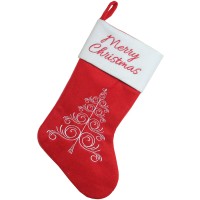Northlight Merry Christmas Tree Stocking Cuff (19″, White/Red)